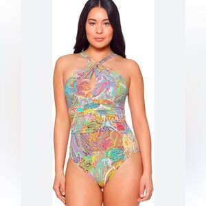 Bleu Rod Beatte halter one piece swimsuit‎ NEW